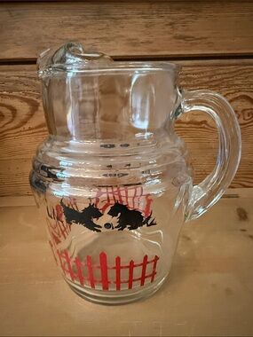 Vintage Scottish Terrier Heavy Glass Pitcher by Hazel-Atlas Glass 30’s-40’s